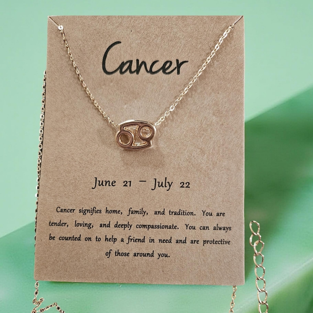 Cancer Zodiac Necklace Gold-Tone